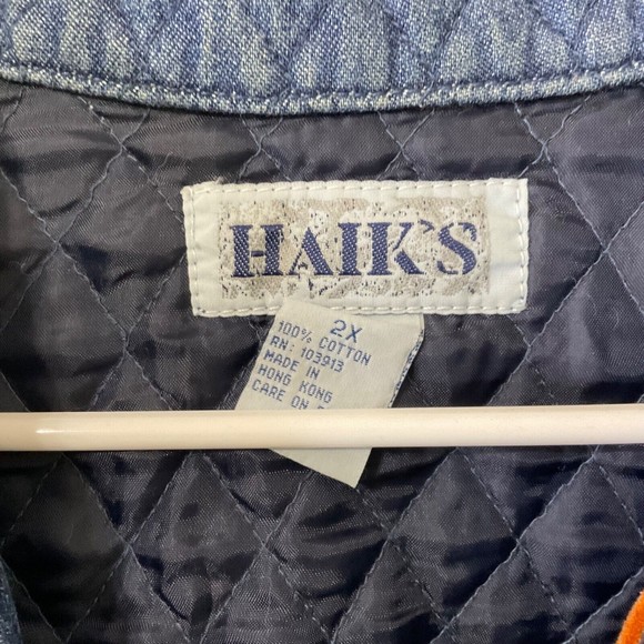 Vintage 80s 90s Haiks Quilted Denim Button Up Vest plus size 2X Autumn AJMC pin - Picture 4 of 13